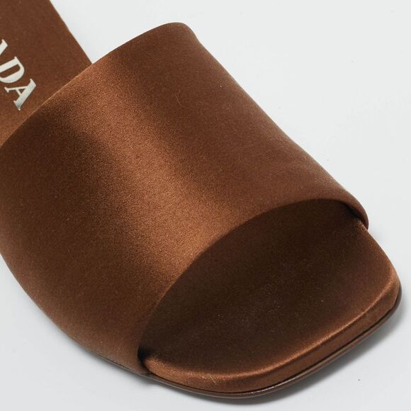 Prada Brown Satin Slide Sandals Size 36.5 - Picture 7 of 7